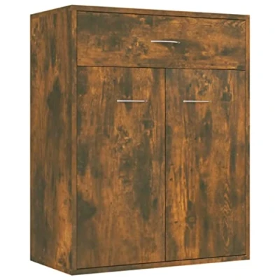 Abbildung von vidaXL Sideboard, Kommode mit viel Stauraum, Schrank 1 Schublade 2 Türen, Mehrzweckschrank Anrichte für Wohnzimmer, Modern, Räuchereiche 60x30x75cm Holzwerkstoff