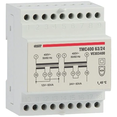 Abbildung von VEMER VE303400 Transformator TMC 400 63/24 für DIN Stange Dauerbetrieb V/12 24 V, Weiß