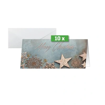 Abbildung von Sigel DS099 Premium Weihnachtskarten Set Glamorous Christmas, DIN lang, 10 Karten mit Umschlägen, ideal zum Bedrucken, aus nachhaltigem Papier
