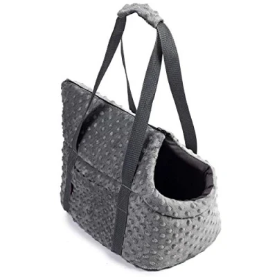 Abbildung von BOUTIQUE ZOO Hundetasche, Welpentasche Grau (Minky), S bis 5 kg Tragetasche für kleinen und mittleren Hund, Welpen, Katze