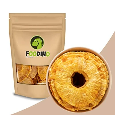 Abbildung von Ananas getrocknet naturbelassen ungezuckert ungeschwefelt Ananasringe ohne Zucker ganz Ringe Trockenfrüchte ungesüßt unbehandelt 500g 5kg wiederverschließbar Premium Qualität FOODINO (5kg)
