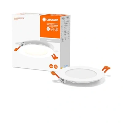 Abbildung von LEDVANCE LED Spot INTEGRATED SLIM Ø 12cm, Einbaustrahler für sämtliche Innenbereiche, 8W, Farbtemperatur 4000K, 550 Lumen, 240V, flaches modernes Design, inkl. Klemmvorrichtung, weiß