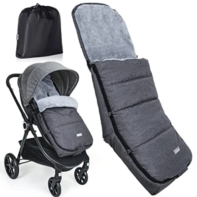 Abbildung von Orzbow Fußsack Kinderwagen Winter,Fußsack Buggy Winter mit Korallenvlies Futter,Winterfußsack Reißverschluss Waschbar Abnehmbare passend für Alle (Grau)
