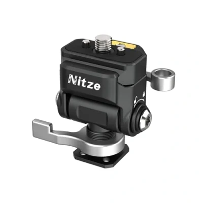 Abbildung von Nitze Quick Release Kamera Monitor Mount (NATO Rail mit 1/4&quot; Screw und Retractable Pins to Cold Shoe), Kameramonitorhalterung Verstellbarer NATO Klemme, 180 Neigung 360 Schwenkung N54 S1