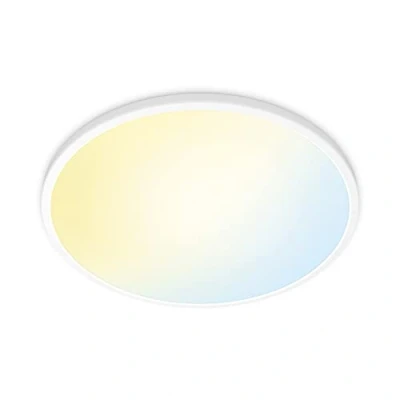 Abbildung von WiZ SuperSlim Deckenleuchte Tunable White, dimmbar, warm bis kaltweiß, 22W, smarte Steuerung per App/Stimme über WLAN, weiß