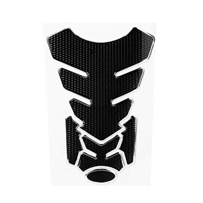 Abbildung von Gastankschutz Motorrad Tank Pad, 3D Gas Öl Kraftstofftank Aufkleber Pad Schutz Dekoration(Black Silver Edge)