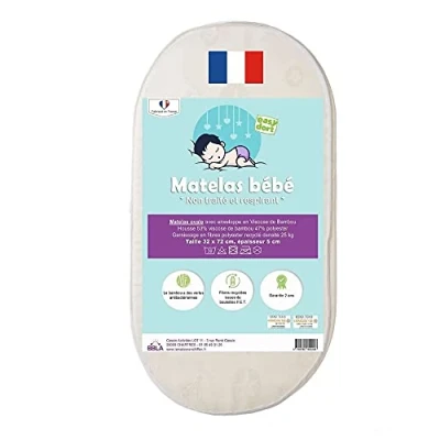 Abbildung von Easy dort Matratze für Babykörbchen, Bambus, 32 x 72 5 cm