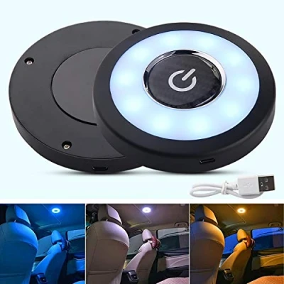 Abbildung von 3 Farbe Led Auto Nachtlicht, USB Aufladbare Nachtlampe Car Deckenleuchte Leselampe, Selbstklebende Magnetischer Licht für LKW Schrank Camping Lager Wohnwagen Zimmer (Blau &amp; Gelb)