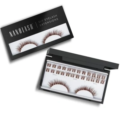 Abbildung von Cluster Wimpern zur DIY Wimpernverlängerung zu Hause Nanolash 36 Stück Extension selber machen,Wimpernverlängerung DIY, Falsche (Braun, FANTASY)