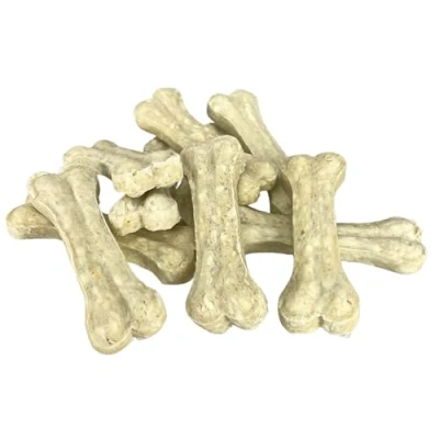 Abbildung von Hunde Snack in Kauknochen Form mit Gemüse: Kausnack proteinreicher Rinderhaut und stärkereichem Reis Leckerli naturbelassen ohne Zusätze, Getreidefrei Natürliche Belohnung 10x 35g