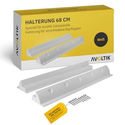 Abbildung von Avoltik Solarpanel Halterung spoiler geeignet für Wohnmobil, Boot, Flachdach, Wohnwagen I wetterbeständig aus ABS Kunststoff in weiß 68cm Solarpanelhalterung Solar inkl. Schrauben