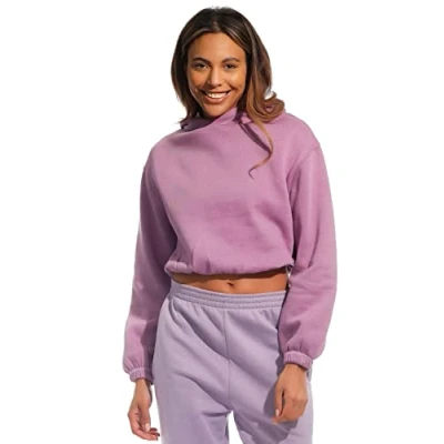 Abbildung von Light &amp; Shade Damen Cropped Kapuzen Sweatshirt, Lila, M