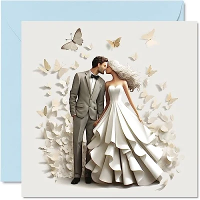 Abbildung von Stuff4 Hochzeitskarten für Paare Schmetterlinge Glückwunsch, glückliches Verlobungsgeschenk, Glückwunschkarte, Well Done Karte, 145 mm x mm, Hochzeitsgrußkarten Paare, Verlobte, Verlobte