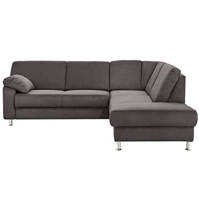 Abbildung von Cavadore Ecksofa Belfast mit Ottomane rechts / Polsterecke Federkern 243 x 88 218 Mikrofaser Grau