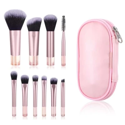 Abbildung von SHUOHONG 10 Stück Schminkpinsel Set mit Schminktasche, Professionelles Pinselset Makeup, Makeup Pinsel, Pinsel Schmink, Make Up &amp; Zubehör für Foundation, Rouge, Lidschatten und Puder