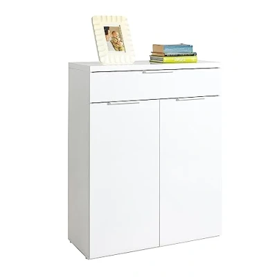 Abbildung von Schuhschrank weiß hochglanz 82 x 102 cm 2 Türen MUNDI