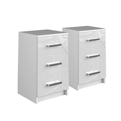 Abbildung von Vicco Nachtschrank Irma, Weiß Hochglanz, 37.6 x 66 cm 2er Set