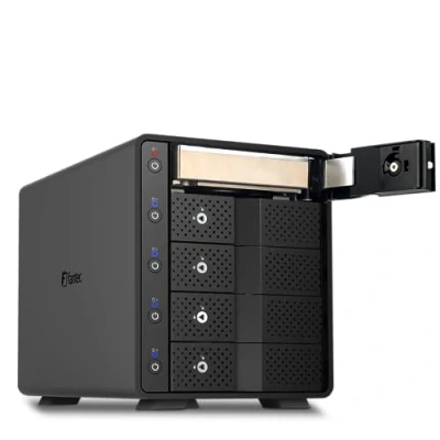 Abbildung von FANTEC 5fach USB3.2 Gen2 10G Festplatten Dockingstation für 5X SATA 3,5/2,5 Zoll SSDs und HDDs. Transferraten bis 10Gbit/sec, kein Werkzeug nötig, USB HUB, 2X Kabel. Aluminiumgehäuse schwarz