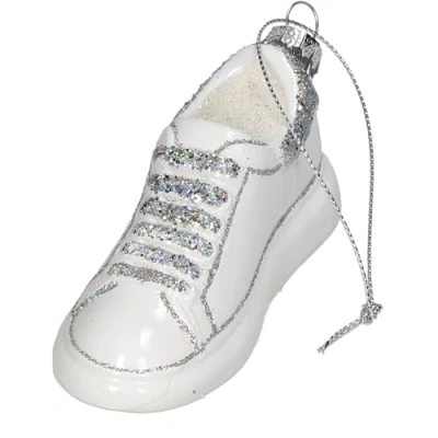 Abbildung von Ornament Weihnachtskugel Sportschuh Glas Weiß 11 cm HD Collection