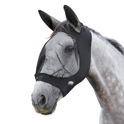 Abbildung von Weatherbeeta Fliegenmaske Deluxe Stretch mit Ohren Schwarz Small Pony
