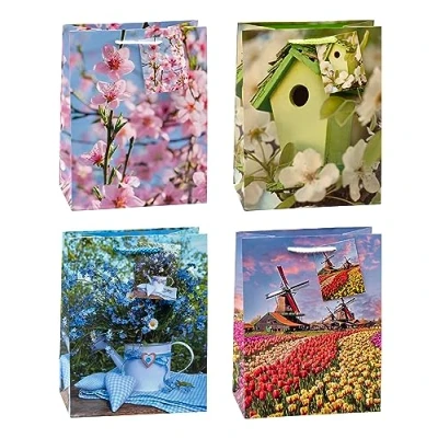 Abbildung von TSI Geschenktüten FRÜHLING, 12er Packung, Größe: Mittel (HxBxT 23 x 18 10 cm), Art. Nr. 83010