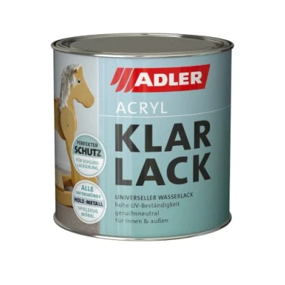 Abbildung von ADLER Acryl Klarlack Matt 125 ml Acryllack mit Grundierwirkung, Grund und Decklack für innen außen Wetterfester Lack Holz, Metall &amp; Kunststoff