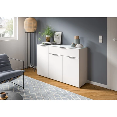 Abbildung von INOSIGN Sideboard &quot;Raio, Breite 135 cm, 3 Türen, 1 Schubkasten, Oberboden mit Glasplatte&quot;, Anrichte, Kommode, Schrank