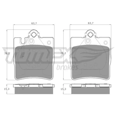 Abbildung von TOMEX brakes TX 12 79 Bremsbelagsatz Hinterachse für Verschleißwarnanzeiger vorbereitet MERCEDES BENZ: C Klasse Limousine, T modell