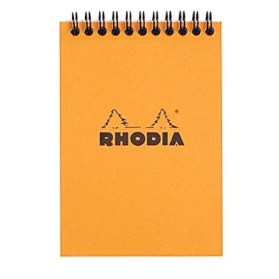 Abbildung von Rhodia 13500C Notizblock (DIN A6, 10,5 x 14,8 cm, Doppelspirale, kariert, mikroperforiert, 80 Blatt) 1 Stück orange