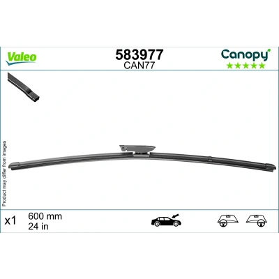 Abbildung von Scheibenwischer Valeo Canopy 583977 600mm Flachbalkenwischblatt, Wischgummi aus &gt;80 % nachhaltigen Materialien RENAULT: CLIO 3, MEGANE 3 Grandtour