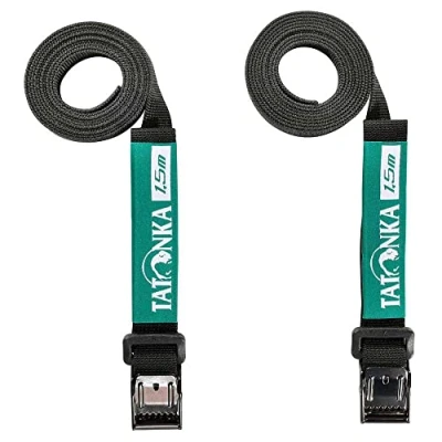 Abbildung von Tatonka Packriemen Easy Strap 18mm / 1,5m (2 Stück) Zwei Spanngurte mit Metallschließe 1,8 cm breit und 150 lang Zur Volumenregulierung oder zum Befestigen von Ausrüstung