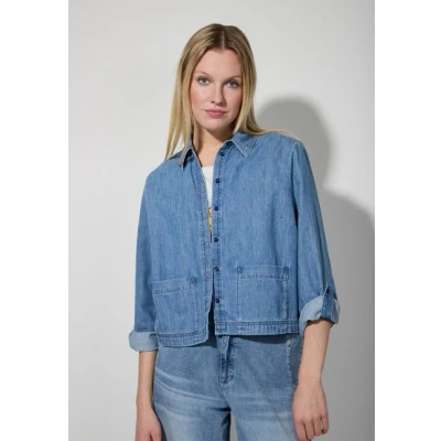Abbildung von More &amp; Cropped Hemdbluse, Damen, Größe: 34, Blue denim