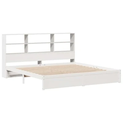 Abbildung von vidaXL Massivholzbett, Holzbett mit Kopfteil Lattenrost, Doppelbett für Schlafzimmer, Bett Bettgestell, Weiß 180x200cm Massivholz Kiefer
