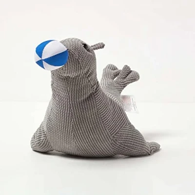 Abbildung von Homescapes Tier Türstopper Seehund mit Ball, grau, 38 cm, Boden oder Fensterstopper