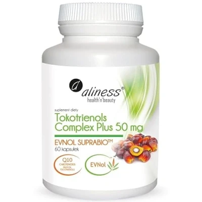 Abbildung von Aliness Tokotrienols Complex PLUS 50mg, Nahrungsergänzungsmittel mit Pflanzenextrakten, 60 kapseln