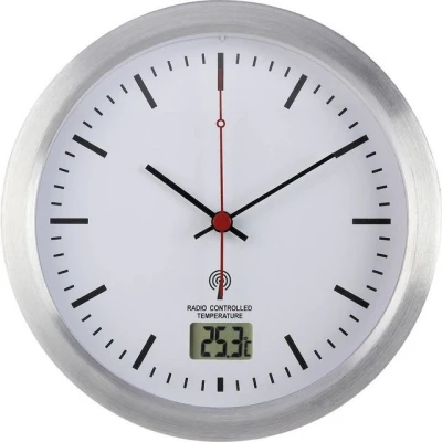 Abbildung von Renkforce Wanduhr E1003R Funk 17 cm x 6 Silber Badezimmer /Feuchtra