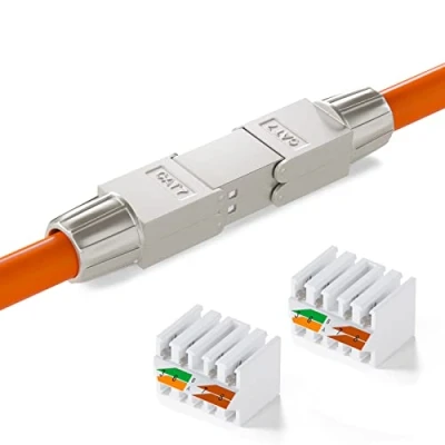 Abbildung von HB DIGITAL 1x CAT 7 LSA werkzeugloser Netzwerkkabel Verbinder STP feldkonfektionierbare Kupplung Adapter Verlängerung für LAN Verlegekabel Ethernet Installationskabel