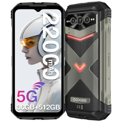 Abbildung von DOOGEE VMAXPLUS Android 14 Outdoor Handy 5G, 512 GBROM 36GB RAM 22000mAh 6,58&#039;&#039; FHD+ 120Hz Smartphone Ohne Vertrag 200MP+32MP+20MP Nachtsichtkamera Dual SIM/WiFi 6/Fingerabdruck ID/NFC/IP69K