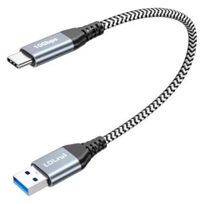 Abbildung von 30 cm USB C zu 3.2 Gen 2 Kabel 10 Gbps Datenübertragung, 3.1A Typ Ladekabel für schnelles Laden iPhone 15 Pro, Samsung Galaxy S22/S21, Sandisk Portable SSD, Power Bank, Android Auto