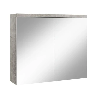 Abbildung von Badezimmer Spiegelschrank Toledo 80cm Beton grau Stauraum Unterschrank Möbel Zwei Türen Badschrank
