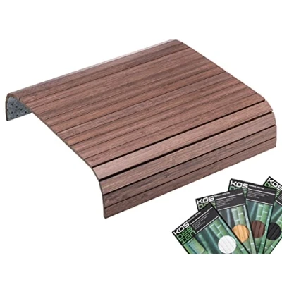 Abbildung von Bamboo Sofatablett für die Armlehne Anti Rutsch, Flexibler Sofatisch Langlebiger Couchtisch mit einem eleganten Design, natürliche Farbe, passt zu jedem Interieur Sofa Tablett