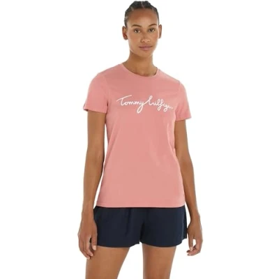 Abbildung von Tommy Hilfiger Signature TEE Tshirt print, Damen, Größe: XXS, Teaberry blossom