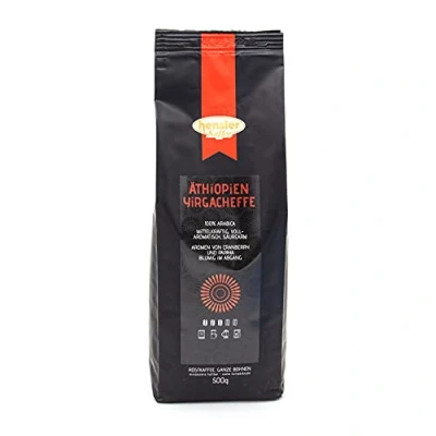 Abbildung von Hensler Kaffee Äthiopien Yirgacheffe, 100% Arabica Kaffeebohnen, Röstkaffeebohnen für Vollautomaten und Filterkaffee, mittlere Röstung