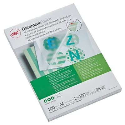 Abbildung von GBC Laminierfolien A4 100 mic, Robuste Laminiertaschen im 100er Pack, Glänzend, Transparent, Ideal für Büro &amp; Schule, 3740306