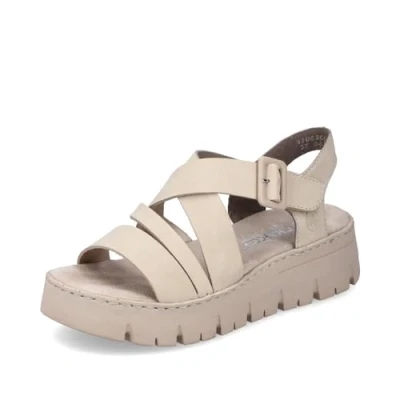 Abbildung von Rieker Damen Klassische Sandalen V1063, Frauen Sandalen,Sommerschuhe,Freizeitschuhe,offene Schuhe,Strandschuhe,beige (60),38 EU / 5 UK