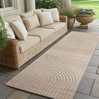 Abbildung von SIMPEX24 Outdoorteppich Skandinavischer 3D Design, Läufer, Höhe: 5 mm, Outdoor Teppich Wetterfest Modern Wohnzimmer Küchen Terrasse Balkon