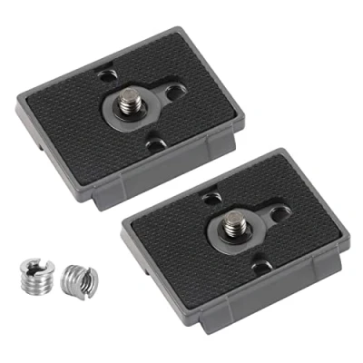 Abbildung von FAEFTY 2 Stück Schnellwechselplatte Quick Release Plate mit 1/4&quot; bis 3/8&quot; Schraube kompatibel Manfrotto 200PL