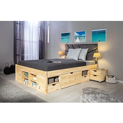 Abbildung von Inter Link Funktionsbett Till, aus massivem Holz, mit Rollrost, Nachtkommode, 4 Farben
