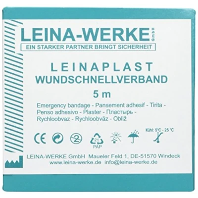 Abbildung von LEINAWERKE 70203 LEINAPLAST Wundschnellverbände 5 m x 4 cm, EL BLAU, 1 Stk.