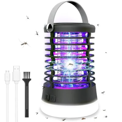 Abbildung von ROVLAK Insektenvernichter Elektrisch 3 in 1 Mückenlampe LED Campinglampe IP66 Wasserdicht Mückenschutz USB Wiederaufladbar AKK Moskito Lampe Innen &amp; Außen Camping Zubehör mit SOS Notlicht